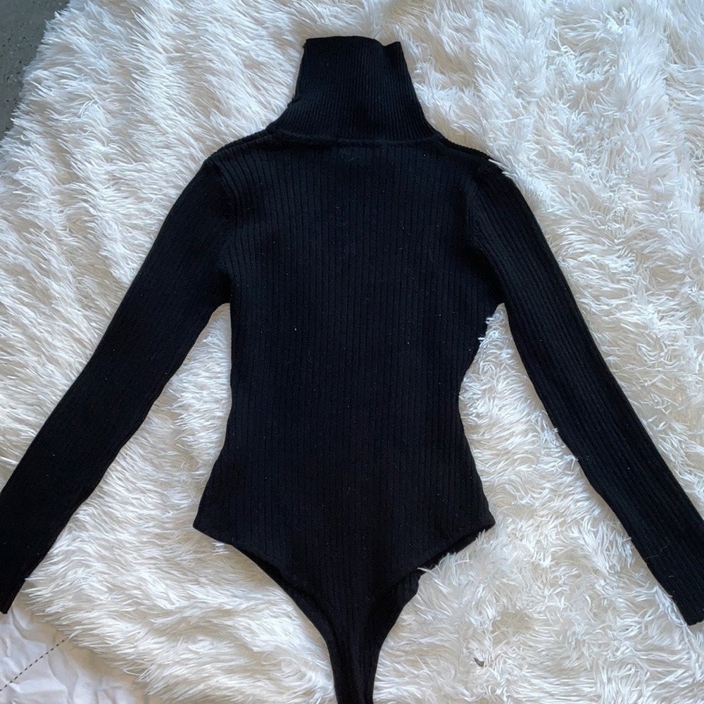 Black Knit Turtleneck Bodysuit
